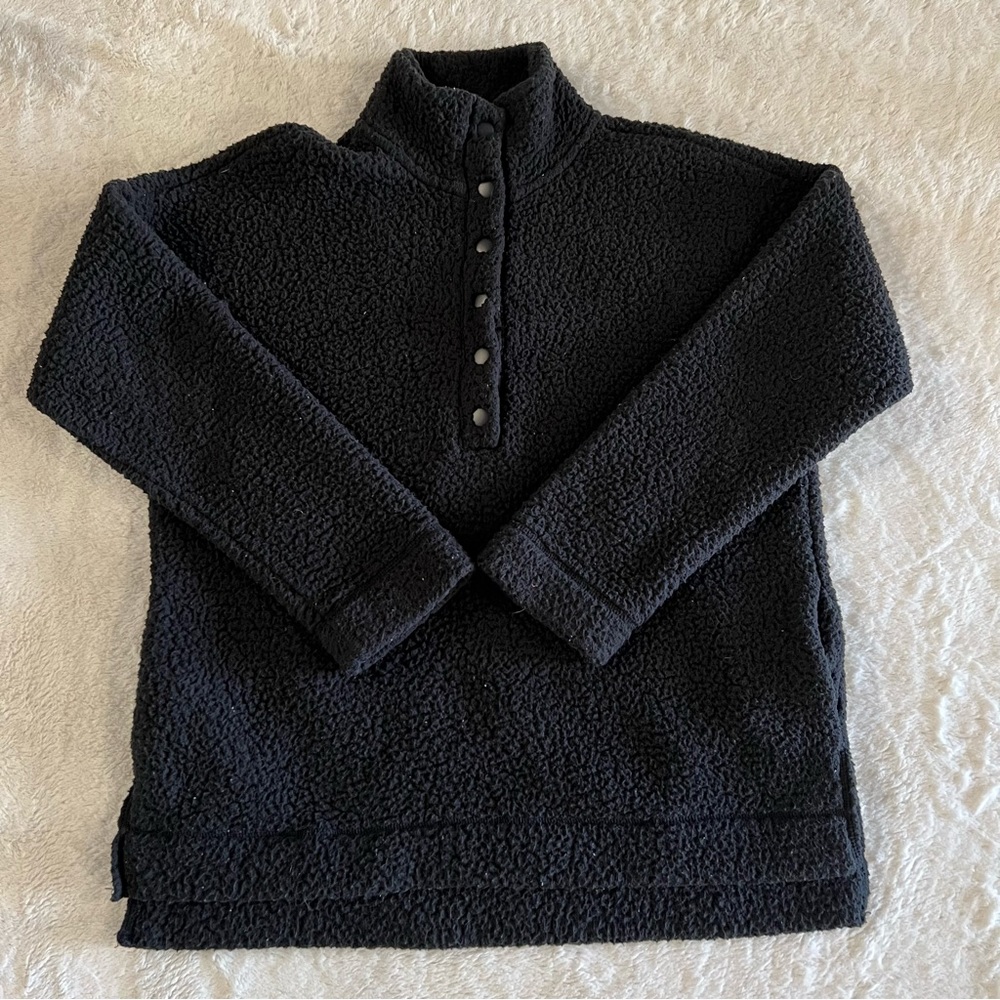 Aerie Oversized Sherpa Sweater Black, Women’s Size XS